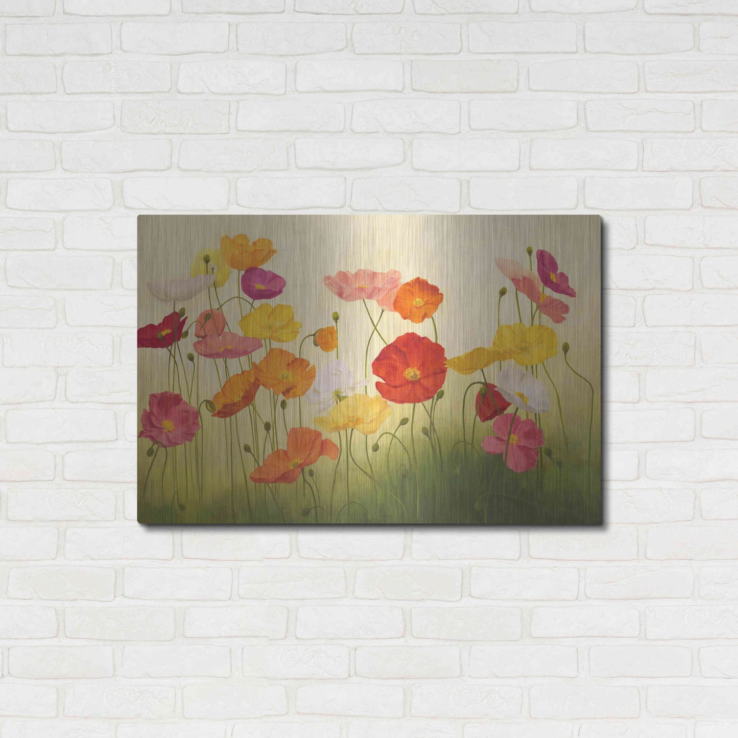 Luxe Metal Art 'Sunlit Poppies' by Janelle Kroner, Metal Wall Art,36x24