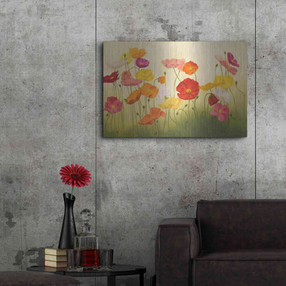 Luxe Metal Art 'Sunlit Poppies' by Janelle Kroner, Metal Wall Art,36x24