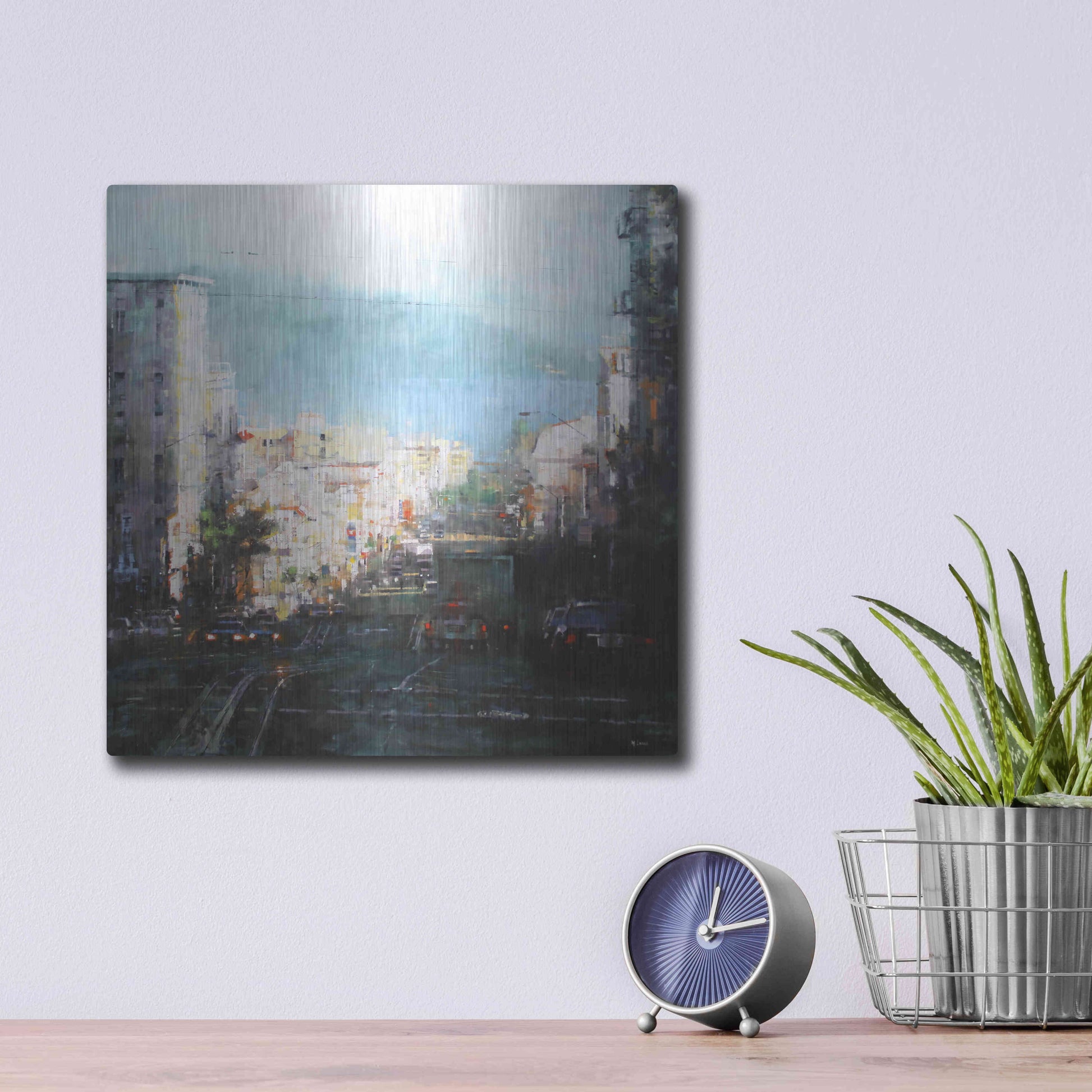 Luxe Metal Art 'Bay Mist' by Mark Lague, Metal Wall Art,12x12