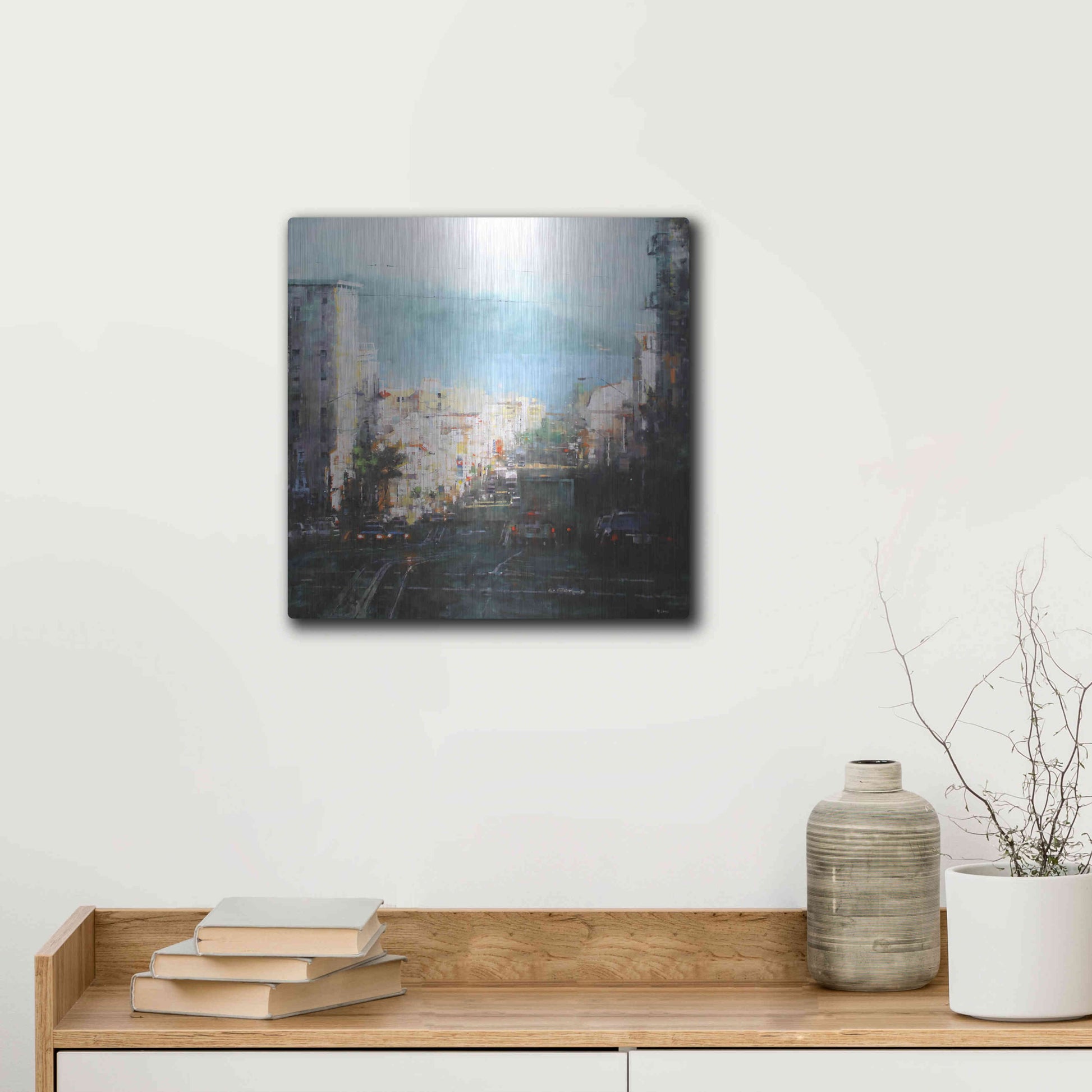 Luxe Metal Art 'Bay Mist' by Mark Lague, Metal Wall Art,12x12