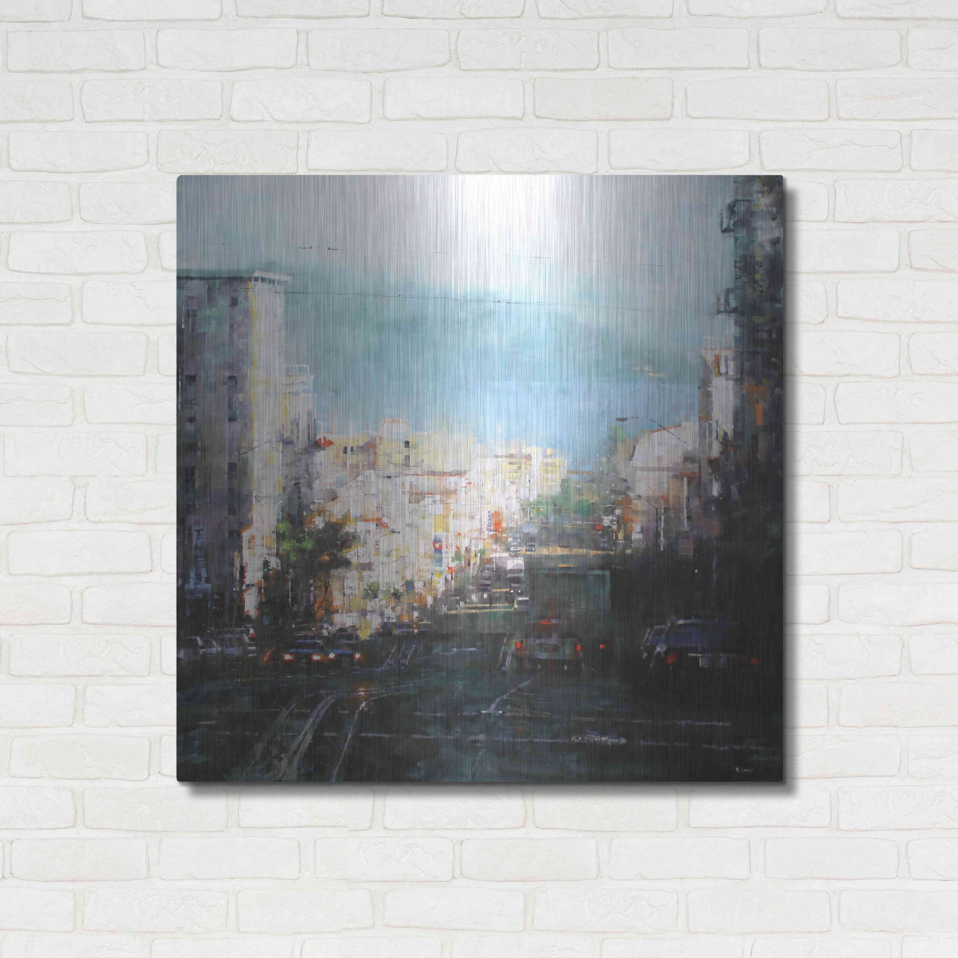 Luxe Metal Art 'Bay Mist' by Mark Lague, Metal Wall Art,36x36