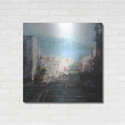 Luxe Metal Art 'Bay Mist' by Mark Lague, Metal Wall Art,36x36