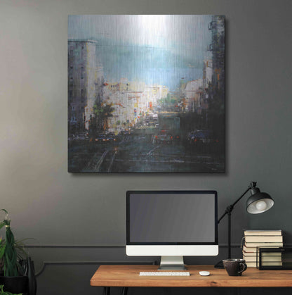 Luxe Metal Art 'Bay Mist' by Mark Lague, Metal Wall Art,36x36