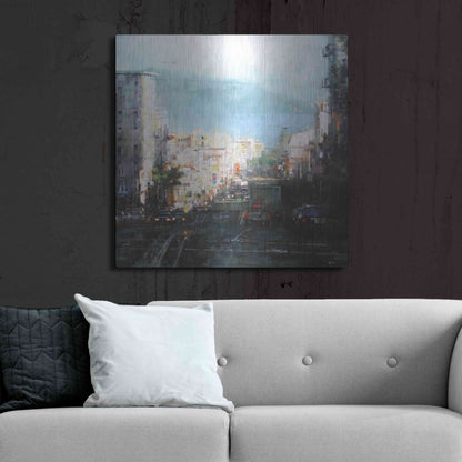 Luxe Metal Art 'Bay Mist' by Mark Lague, Metal Wall Art,36x36