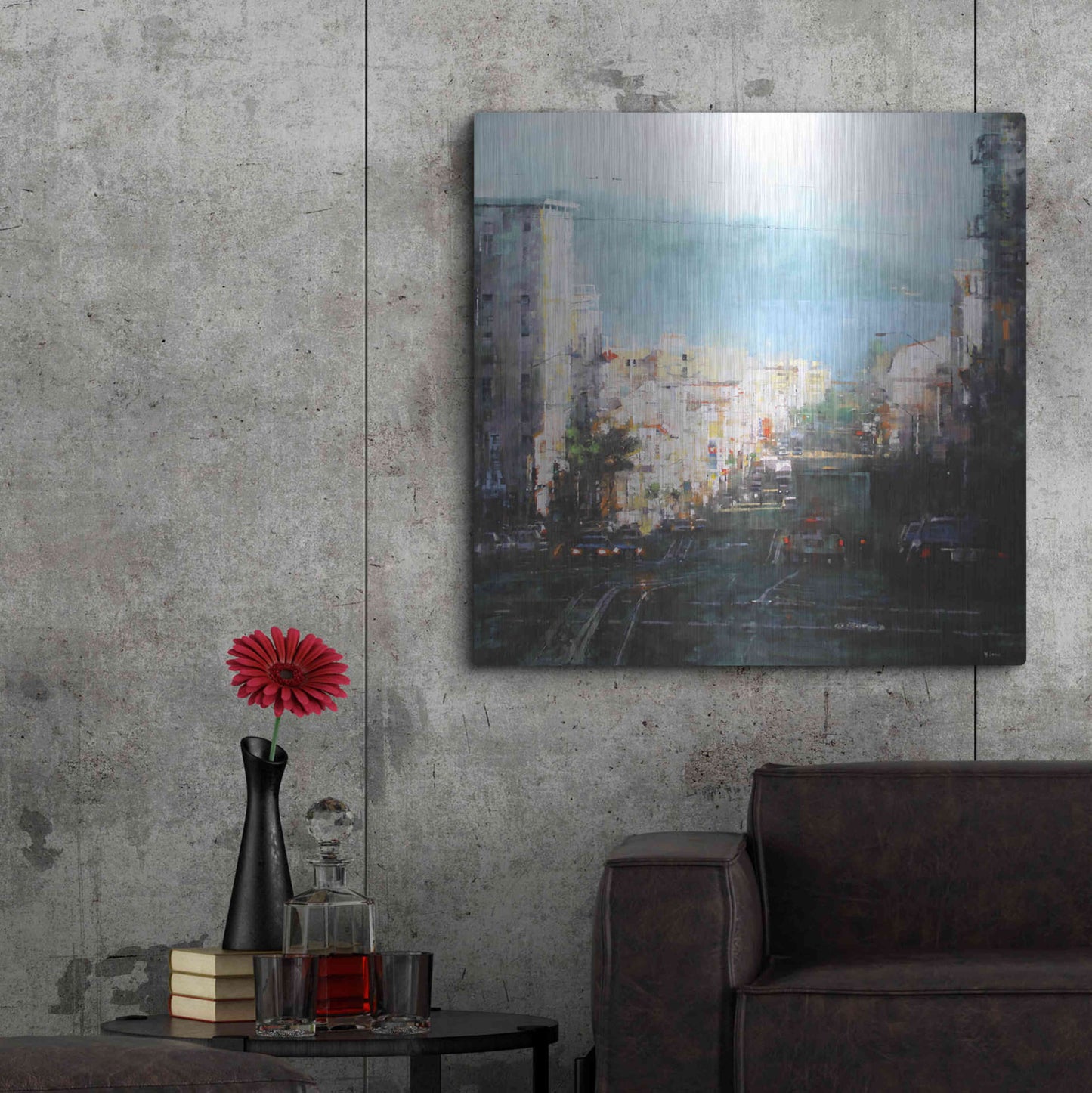 Luxe Metal Art 'Bay Mist' by Mark Lague, Metal Wall Art,36x36