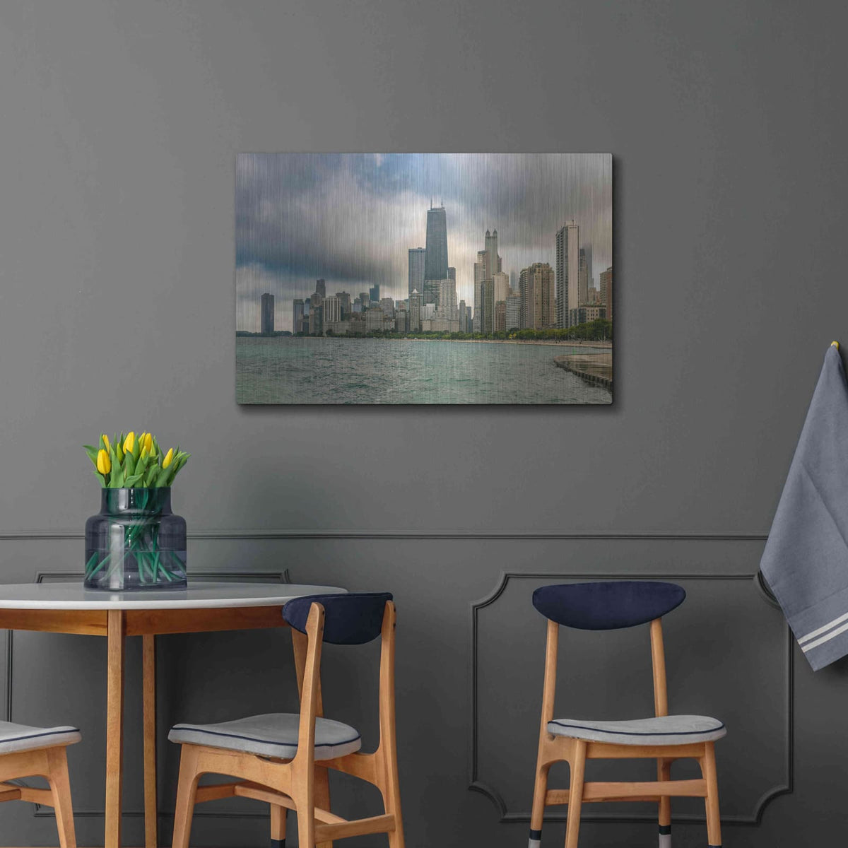 'Cloudy Chicago' by Luxe Portfolio – Metal Wall Art, 36x24 room view