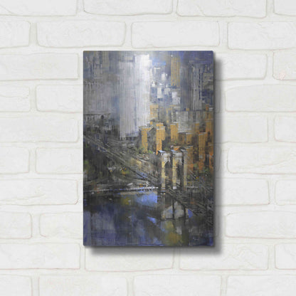 Luxe Metal Art 'Brooklyn Bridge 2' by Mark Lague, Metal Wall Art,12x16