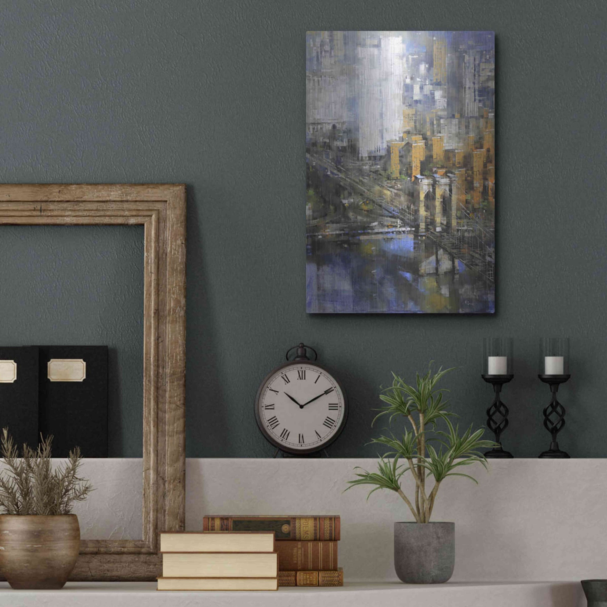 Luxe Metal Art 'Brooklyn Bridge 2' by Mark Lague, Metal Wall Art,12x16