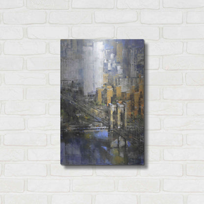 Luxe Metal Art 'Brooklyn Bridge 2' by Mark Lague, Metal Wall Art,16x24