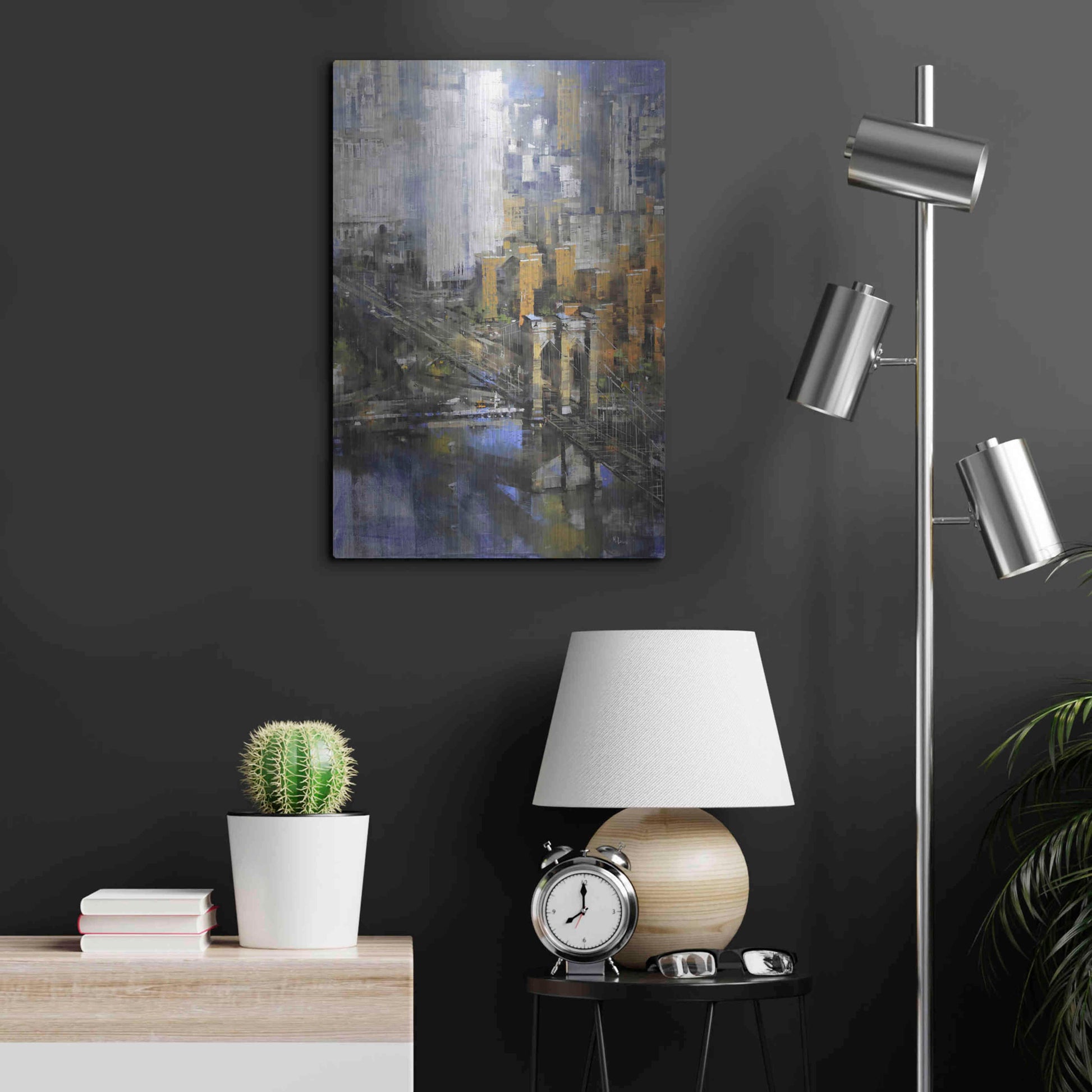 Luxe Metal Art 'Brooklyn Bridge 2' by Mark Lague, Metal Wall Art,16x24