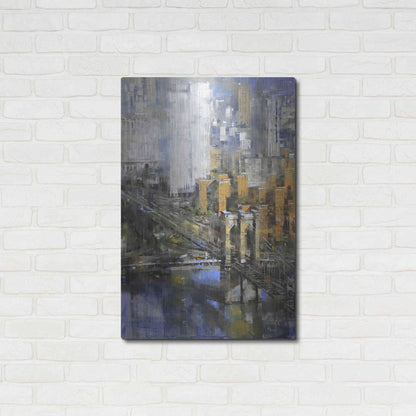 Luxe Metal Art 'Brooklyn Bridge 2' by Mark Lague, Metal Wall Art,24x36