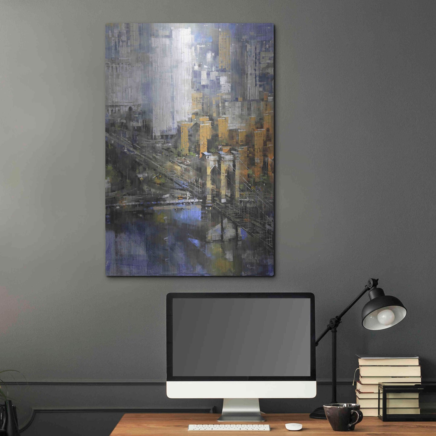 Luxe Metal Art 'Brooklyn Bridge 2' by Mark Lague, Metal Wall Art,24x36