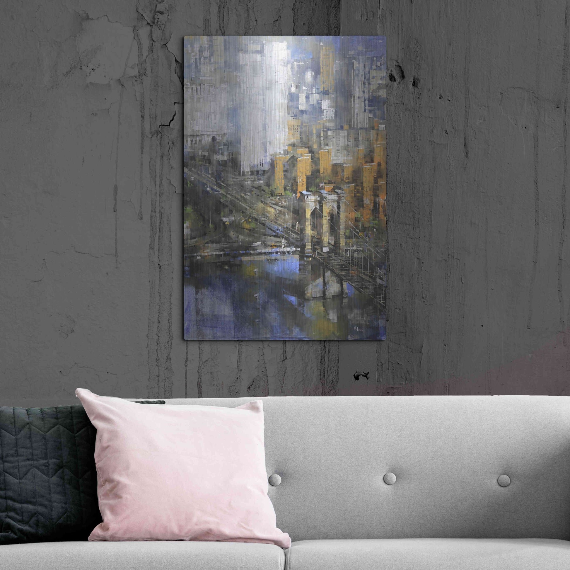 Luxe Metal Art 'Brooklyn Bridge 2' by Mark Lague, Metal Wall Art,24x36