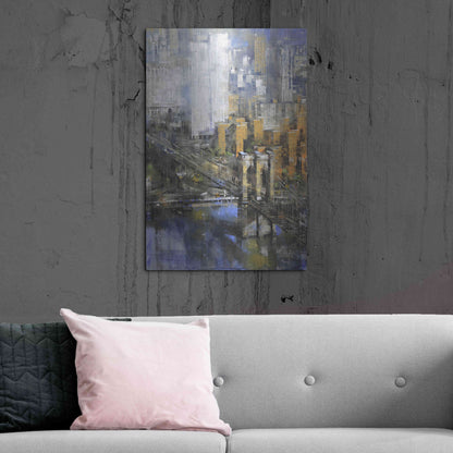 Luxe Metal Art 'Brooklyn Bridge 2' by Mark Lague, Metal Wall Art,24x36