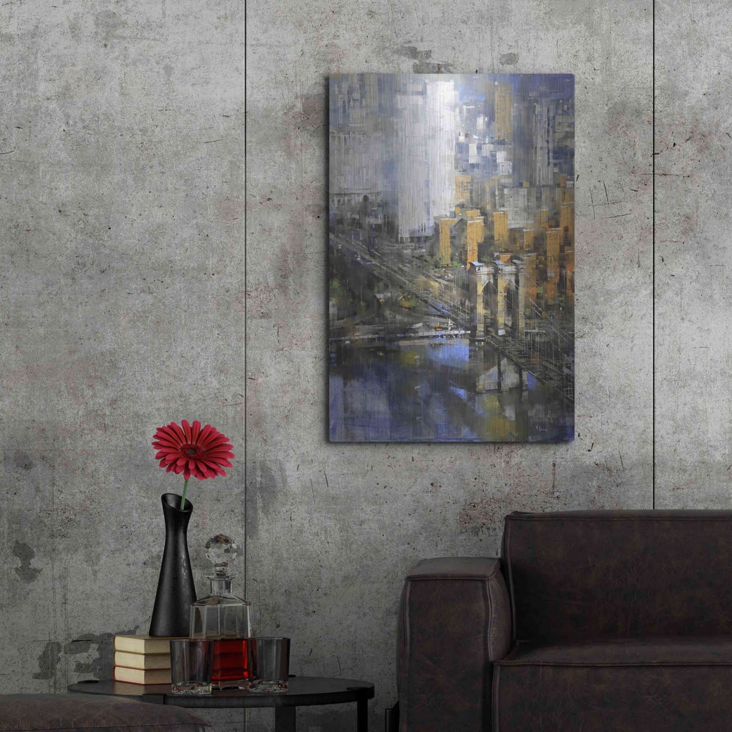 Luxe Metal Art 'Brooklyn Bridge 2' by Mark Lague, Metal Wall Art,24x36