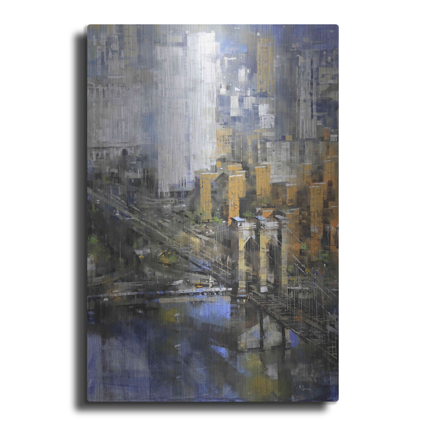 Luxe Metal Art 'Brooklyn Bridge 2' by Mark Lague, Metal Wall Art