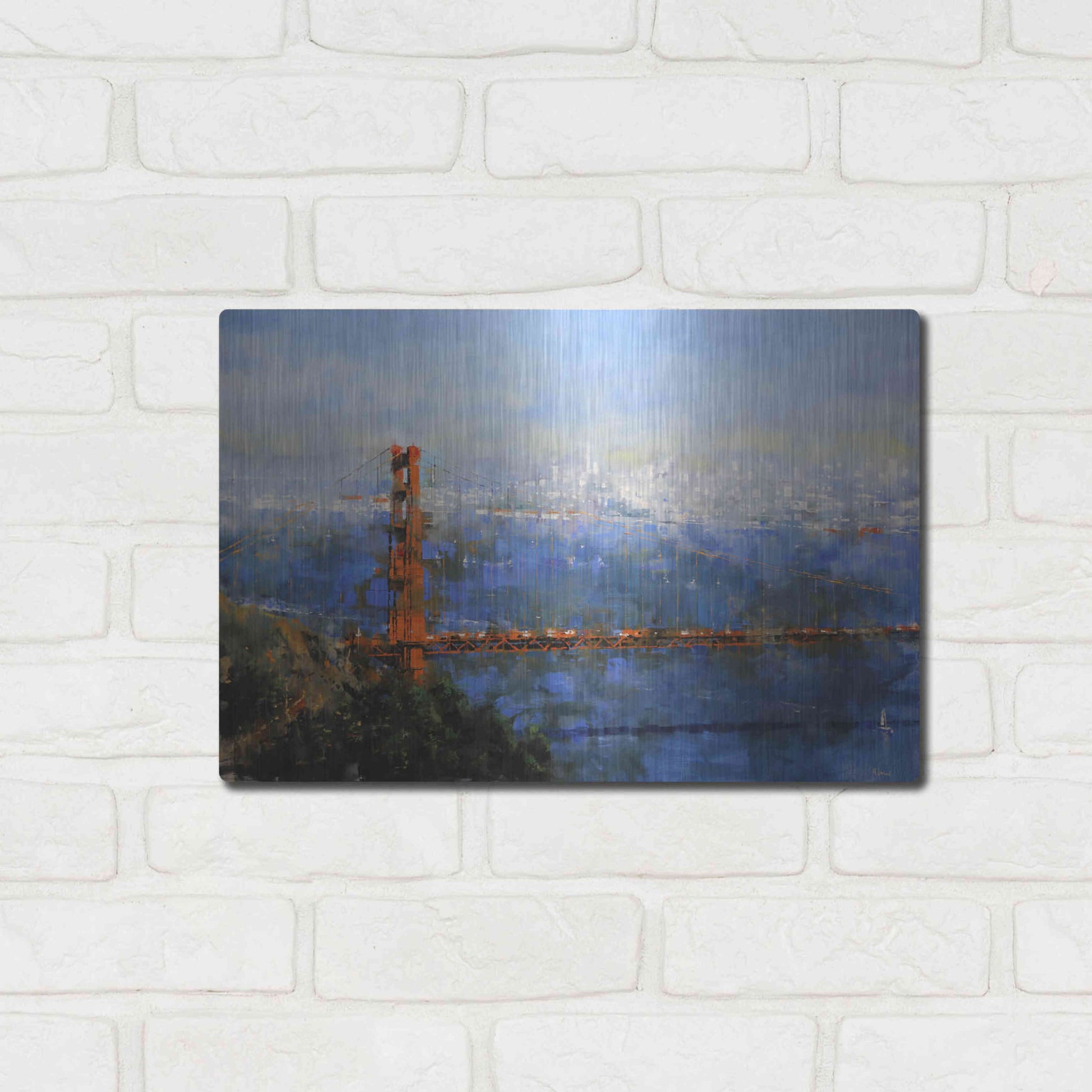 Luxe Metal Art 'Golden Gate Afternoon' by Mark Lague, Metal Wall Art,16x12