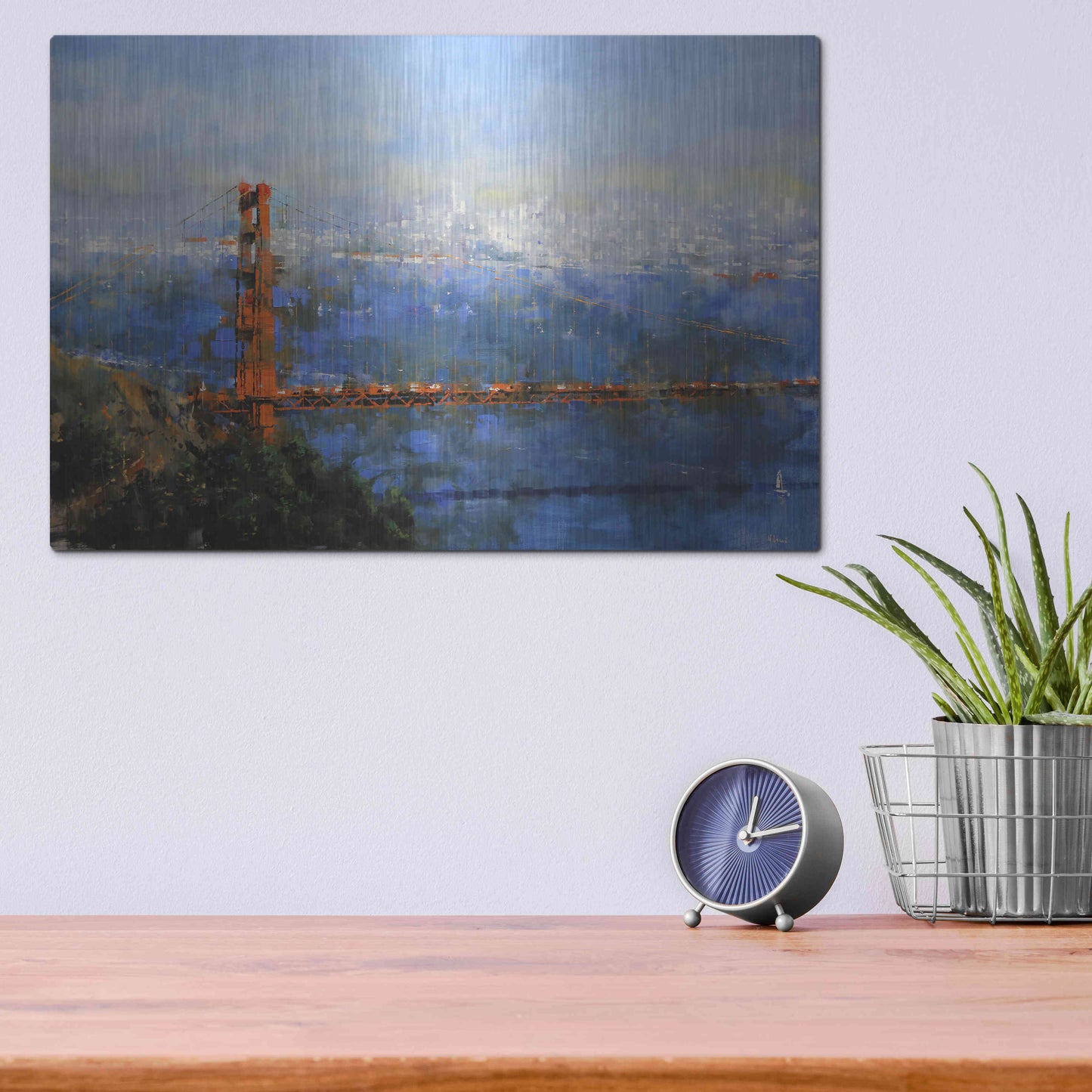 Luxe Metal Art 'Golden Gate Afternoon' by Mark Lague, Metal Wall Art,16x12