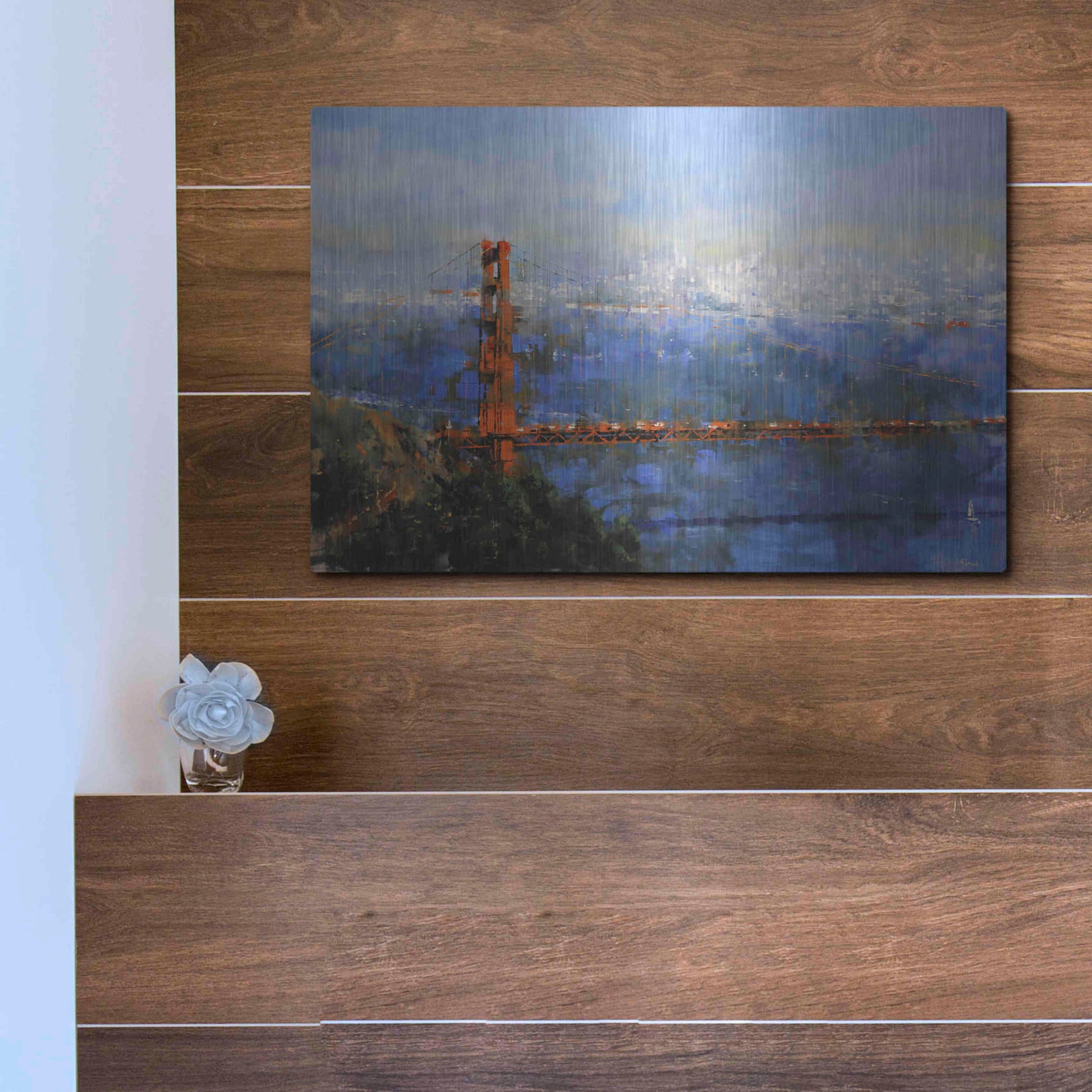 Luxe Metal Art 'Golden Gate Afternoon' by Mark Lague, Metal Wall Art,16x12