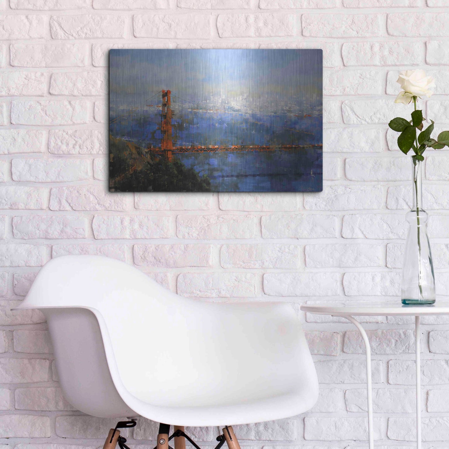 Luxe Metal Art 'Golden Gate Afternoon' by Mark Lague, Metal Wall Art,24x16