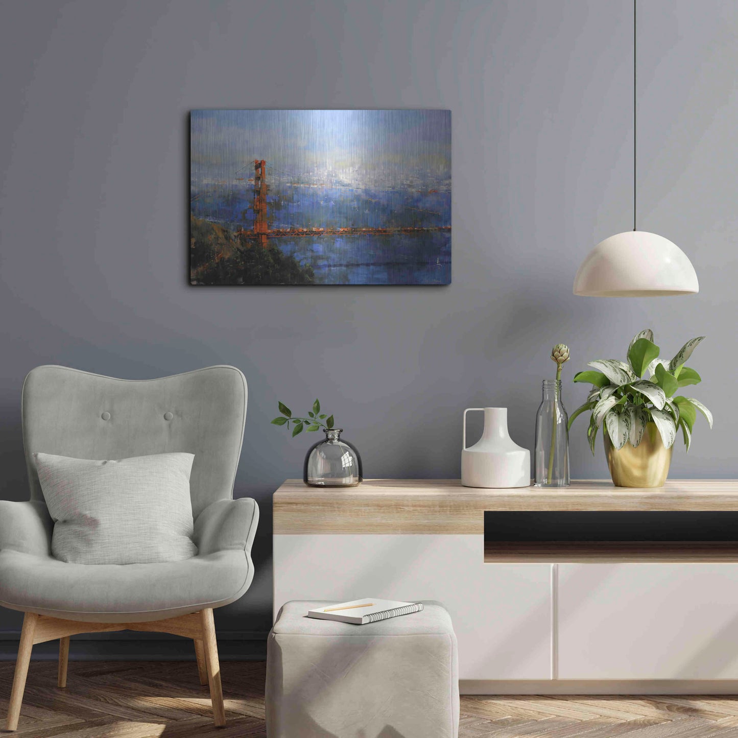 Luxe Metal Art 'Golden Gate Afternoon' by Mark Lague, Metal Wall Art,24x16