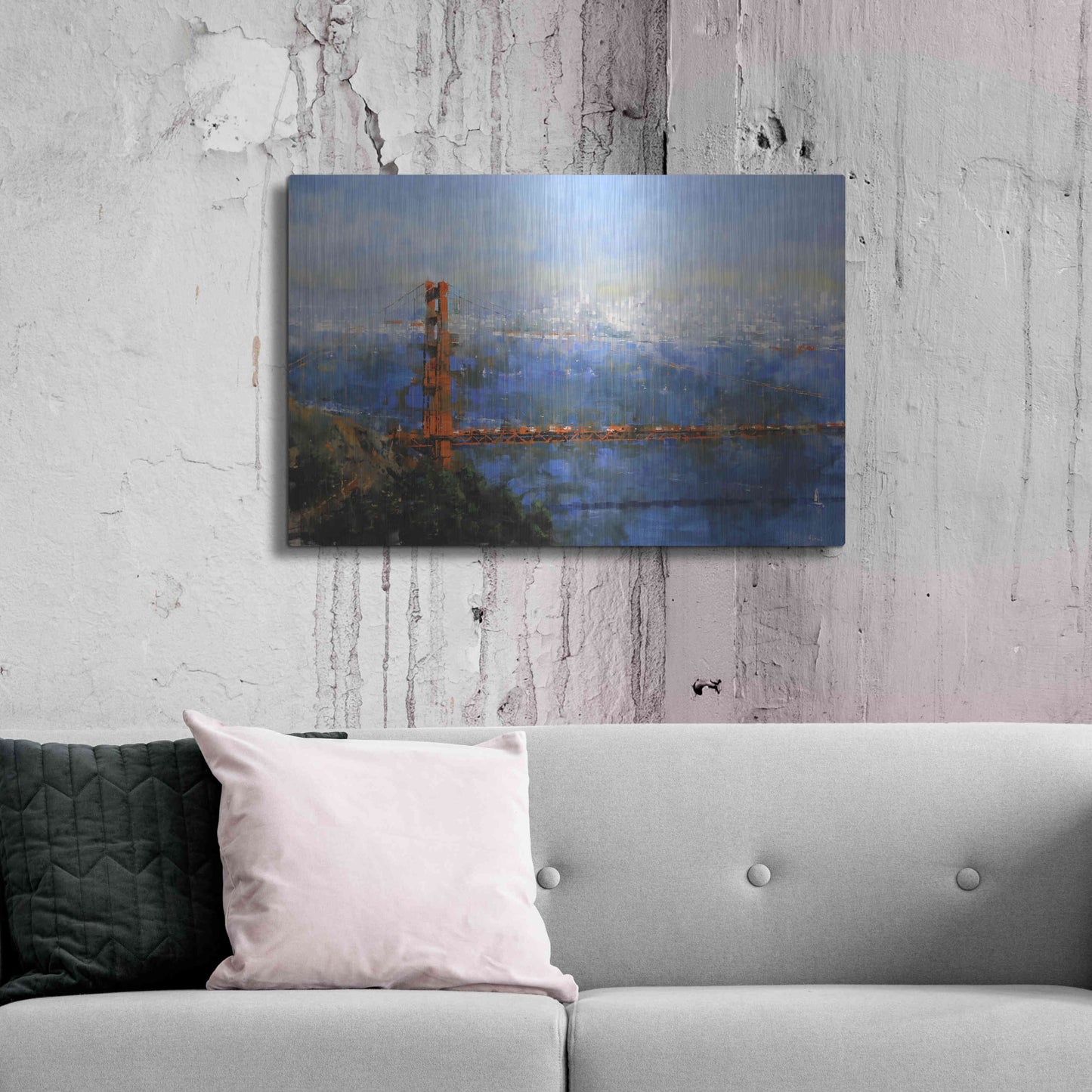 Luxe Metal Art 'Golden Gate Afternoon' by Mark Lague, Metal Wall Art,36x24