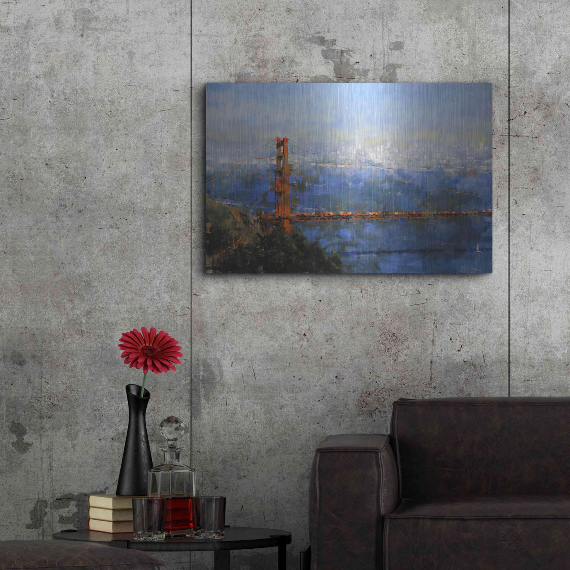 Luxe Metal Art 'Golden Gate Afternoon' by Mark Lague, Metal Wall Art,36x24