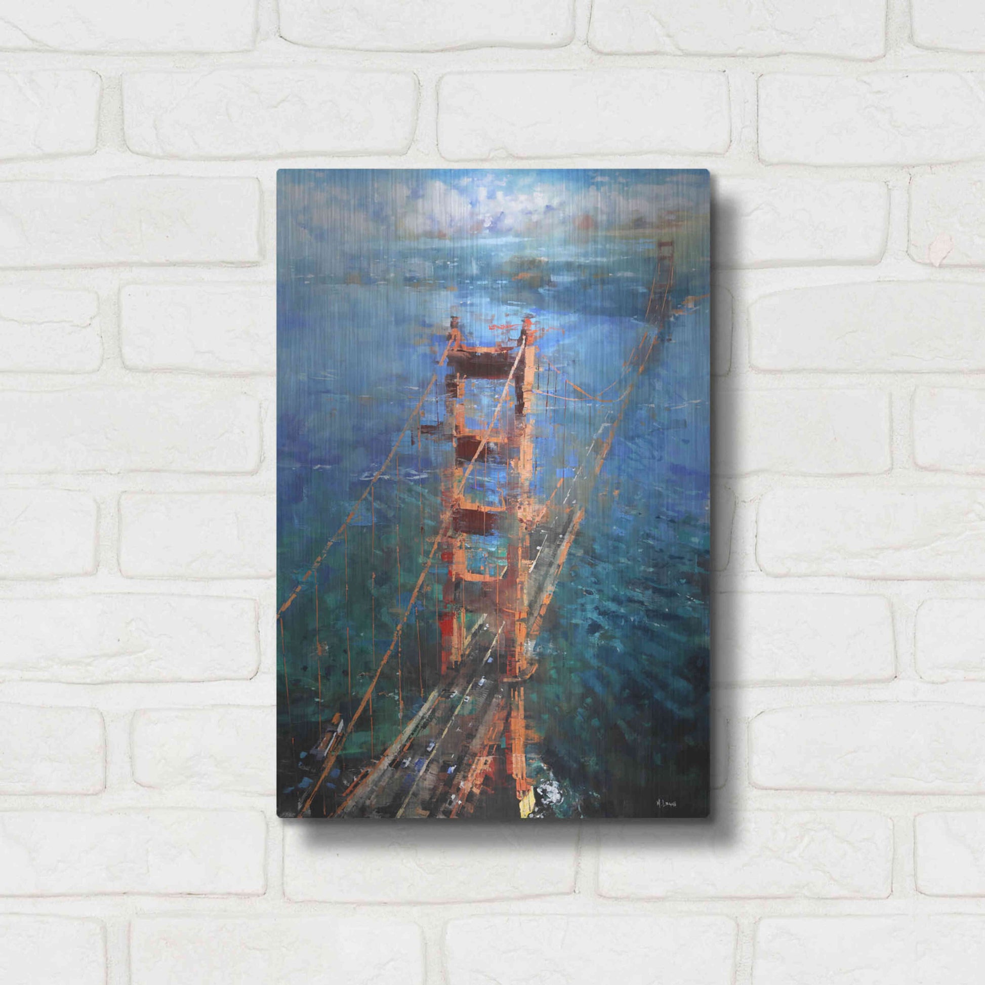 Luxe Metal Art 'Golden Gate Sun' by Mark Lague, Metal Wall Art,12x16