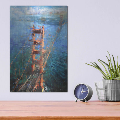 Luxe Metal Art 'Golden Gate Sun' by Mark Lague, Metal Wall Art,12x16