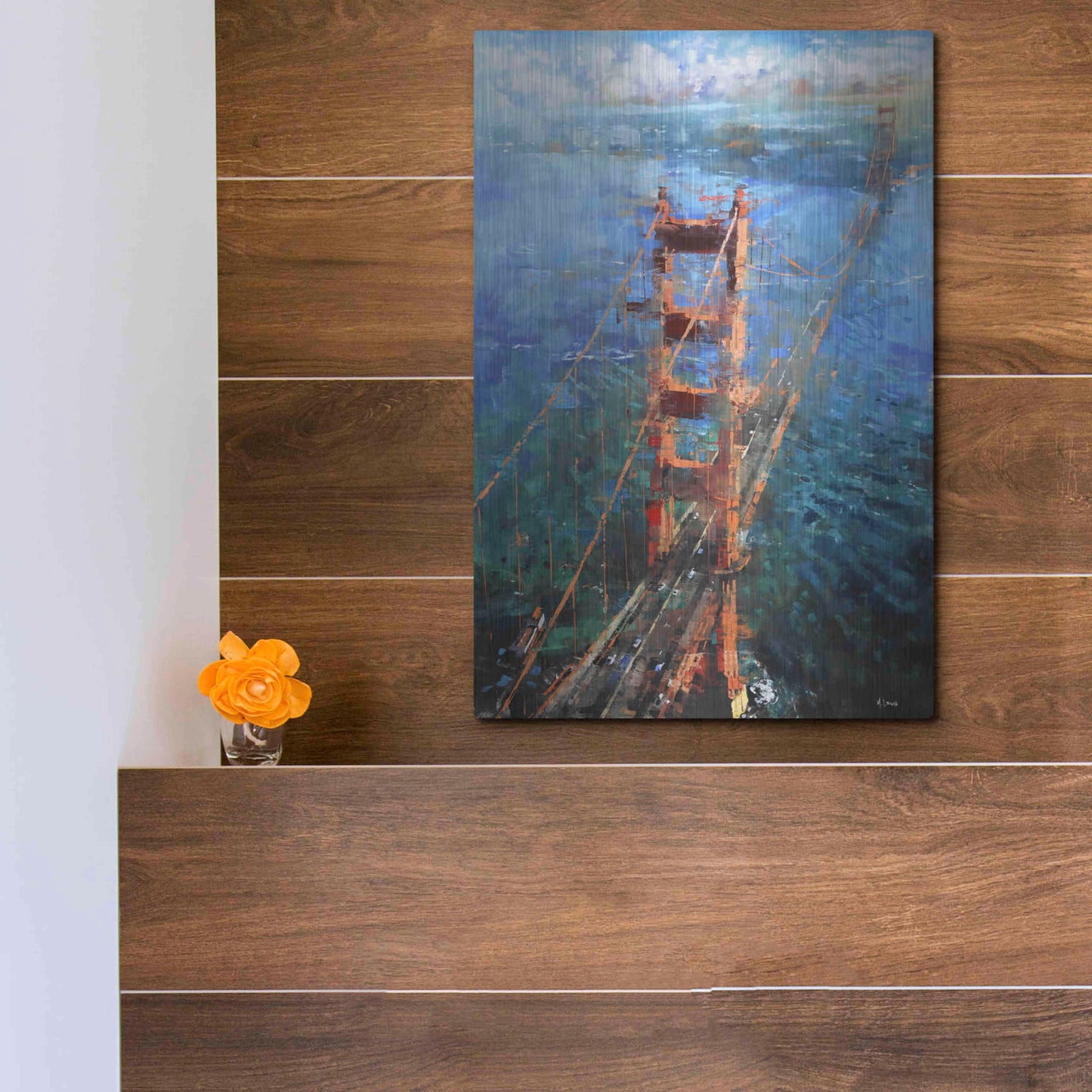 Luxe Metal Art 'Golden Gate Sun' by Mark Lague, Metal Wall Art,12x16