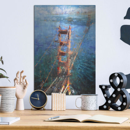 Luxe Metal Art 'Golden Gate Sun' by Mark Lague, Metal Wall Art,12x16