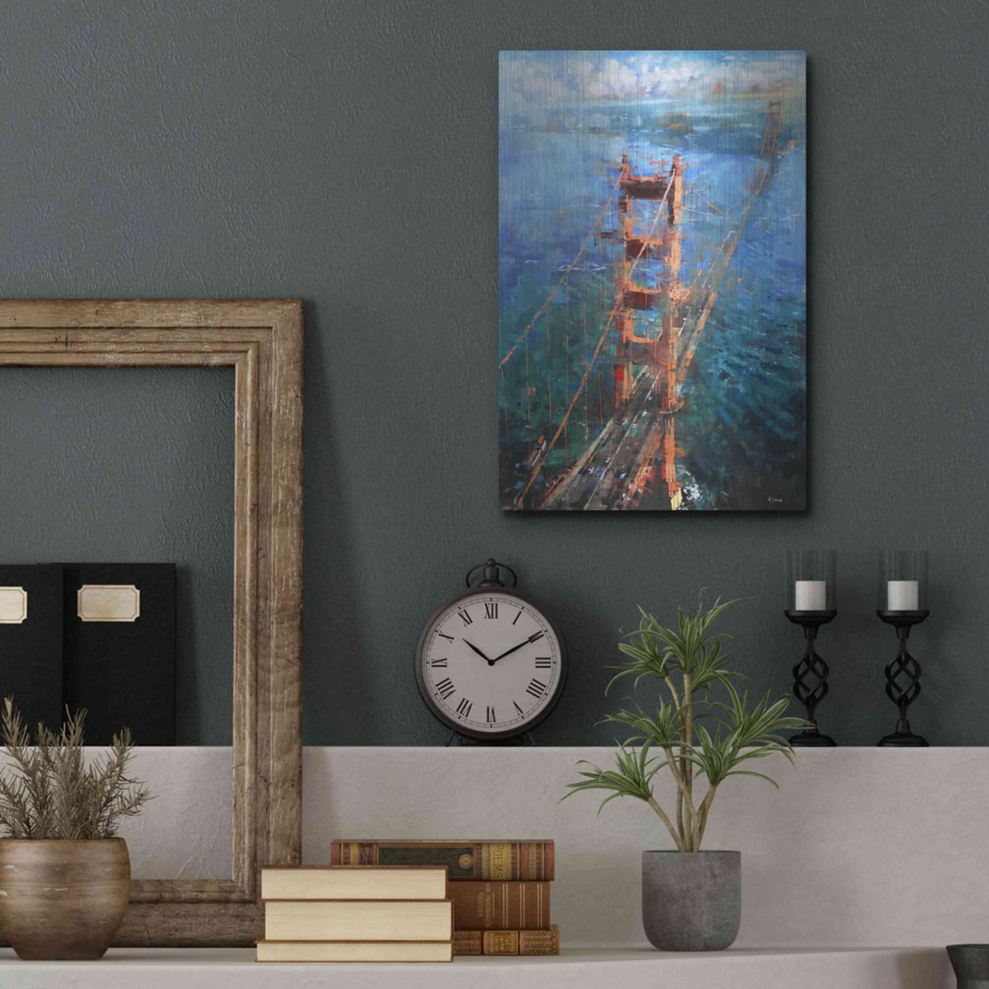 Luxe Metal Art 'Golden Gate Sun' by Mark Lague, Metal Wall Art,12x16