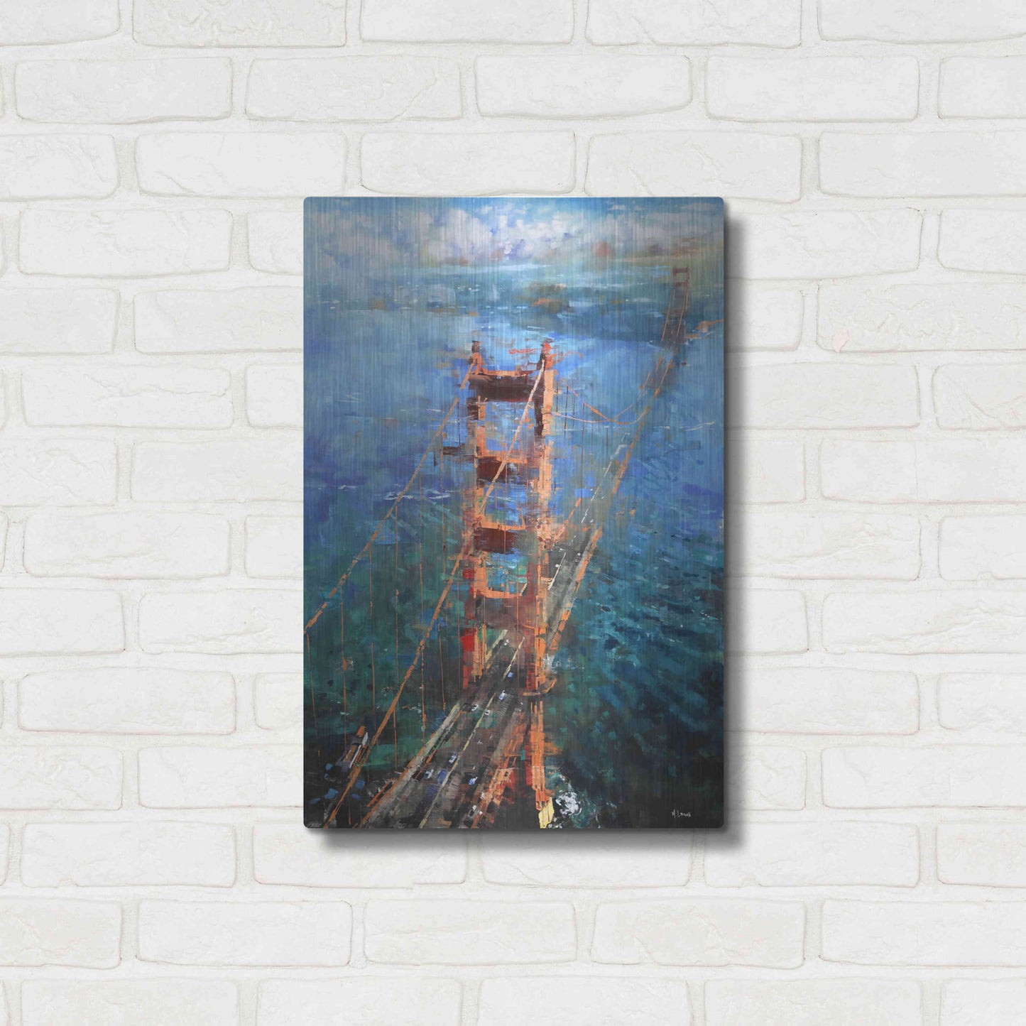 Luxe Metal Art 'Golden Gate Sun' by Mark Lague, Metal Wall Art,16x24