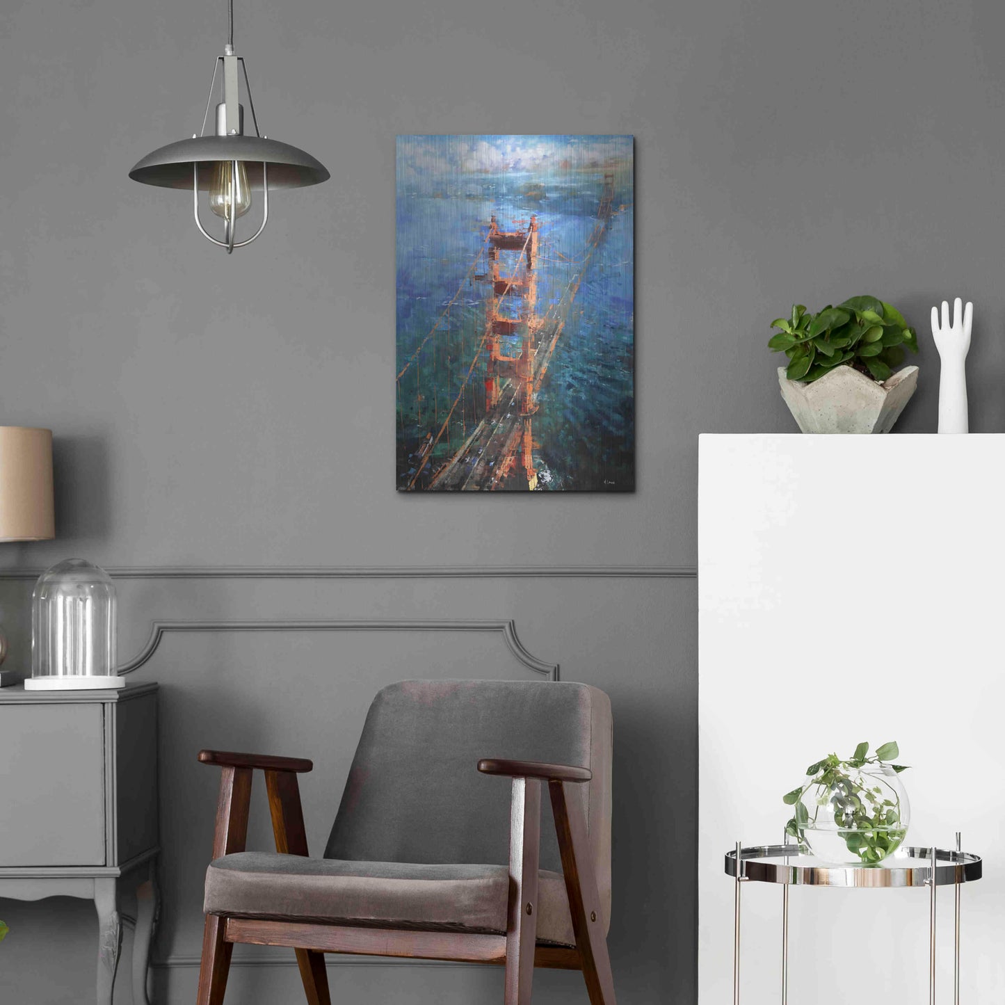 Luxe Metal Art 'Golden Gate Sun' by Mark Lague, Metal Wall Art,16x24