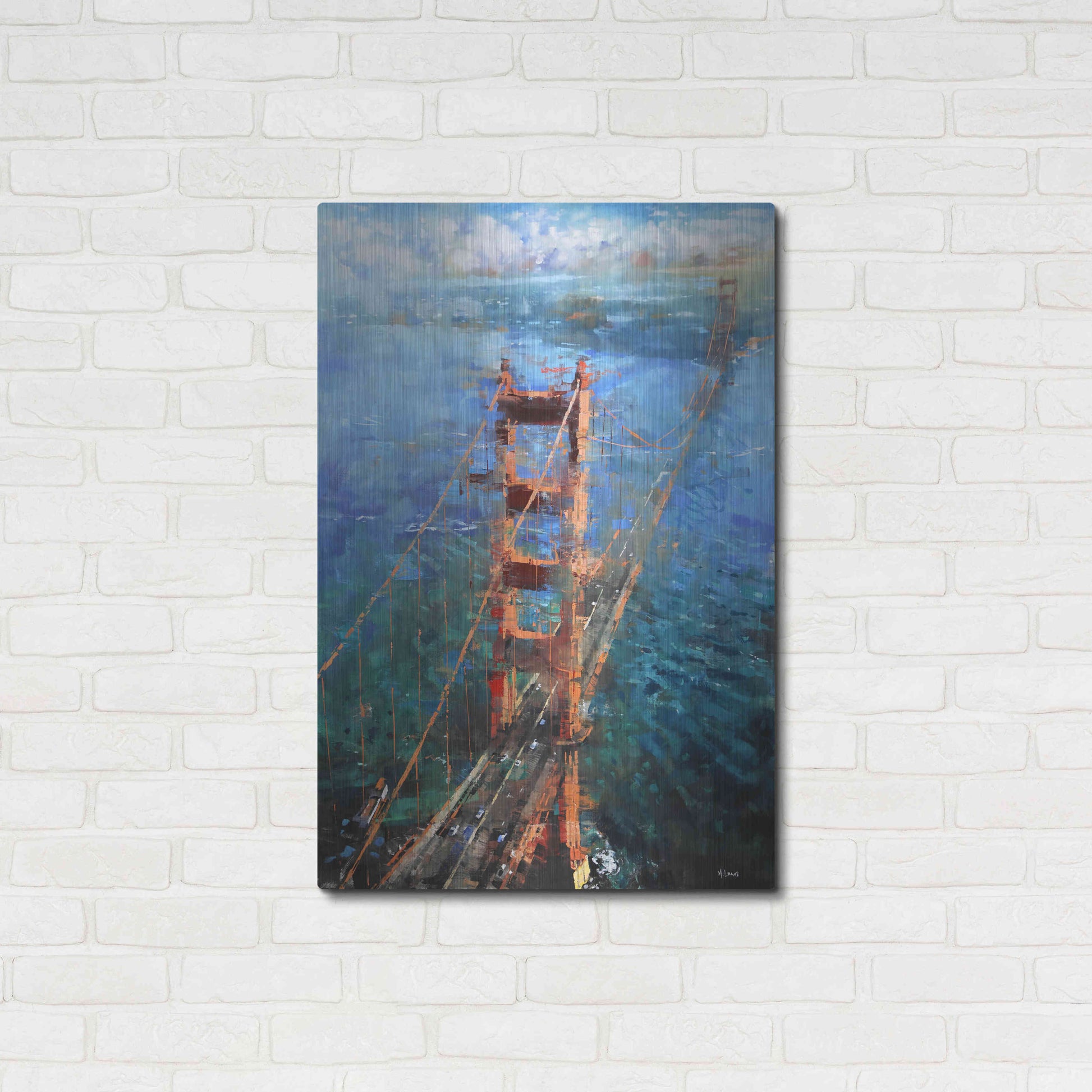 Luxe Metal Art 'Golden Gate Sun' by Mark Lague, Metal Wall Art,24x36
