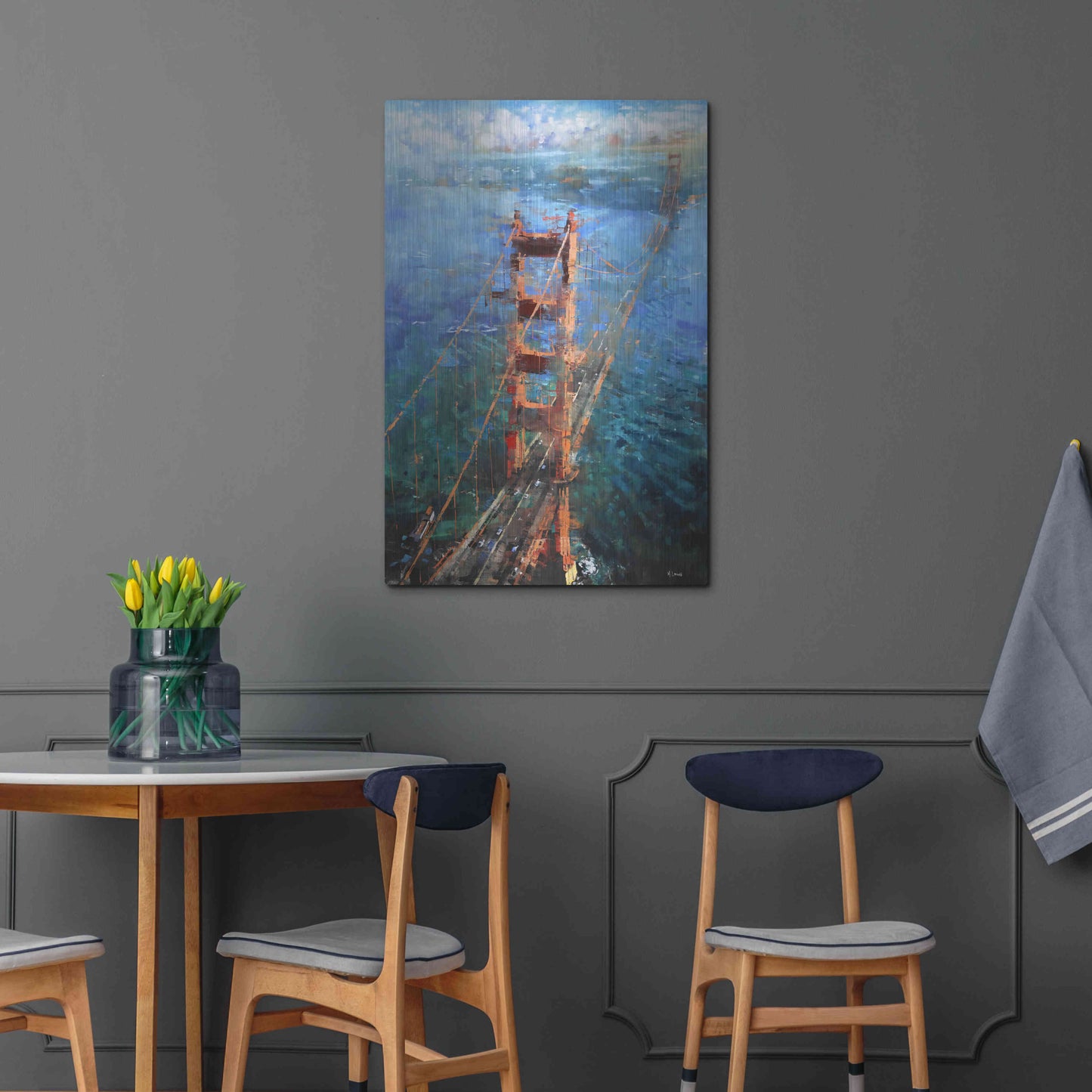 Luxe Metal Art 'Golden Gate Sun' by Mark Lague, Metal Wall Art,24x36