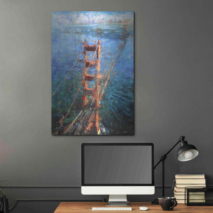 Luxe Metal Art 'Golden Gate Sun' by Mark Lague, Metal Wall Art,24x36