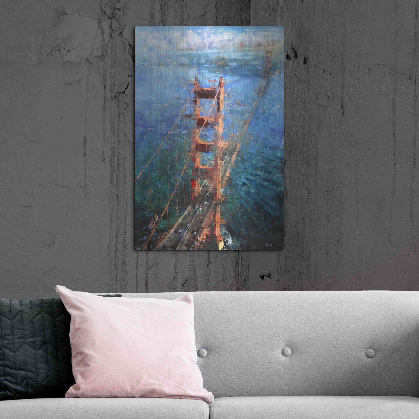 Luxe Metal Art 'Golden Gate Sun' by Mark Lague, Metal Wall Art,24x36