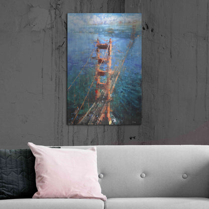 Luxe Metal Art 'Golden Gate Sun' by Mark Lague, Metal Wall Art,24x36