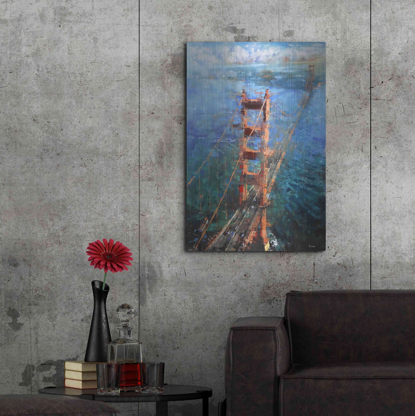 Luxe Metal Art 'Golden Gate Sun' by Mark Lague, Metal Wall Art,24x36
