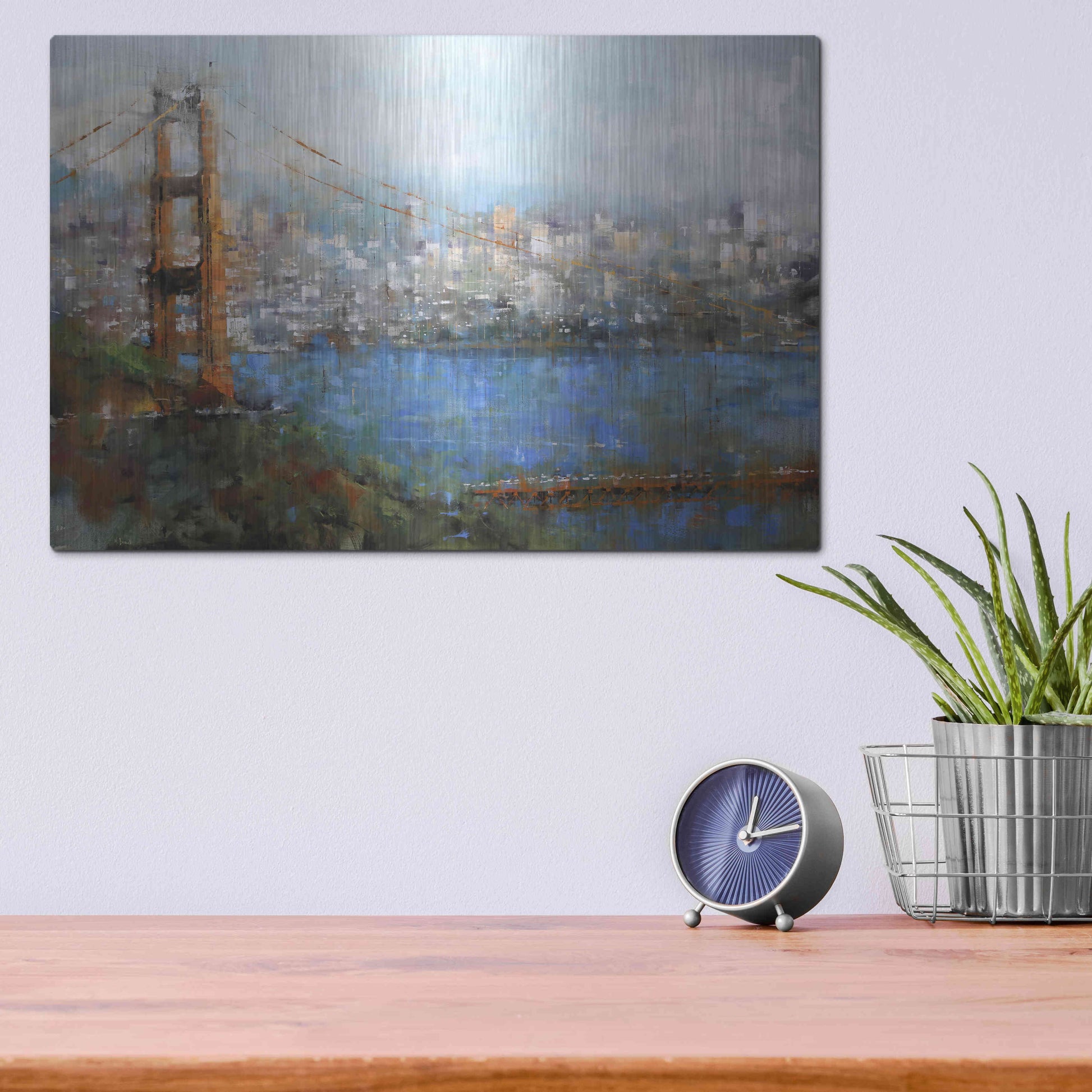 Luxe Metal Art 'Golden Gate Vista' by Mark Lague, Metal Wall Art,16x12