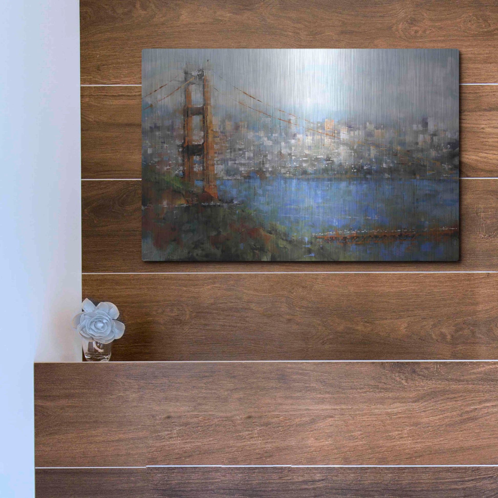 Luxe Metal Art 'Golden Gate Vista' by Mark Lague, Metal Wall Art,16x12