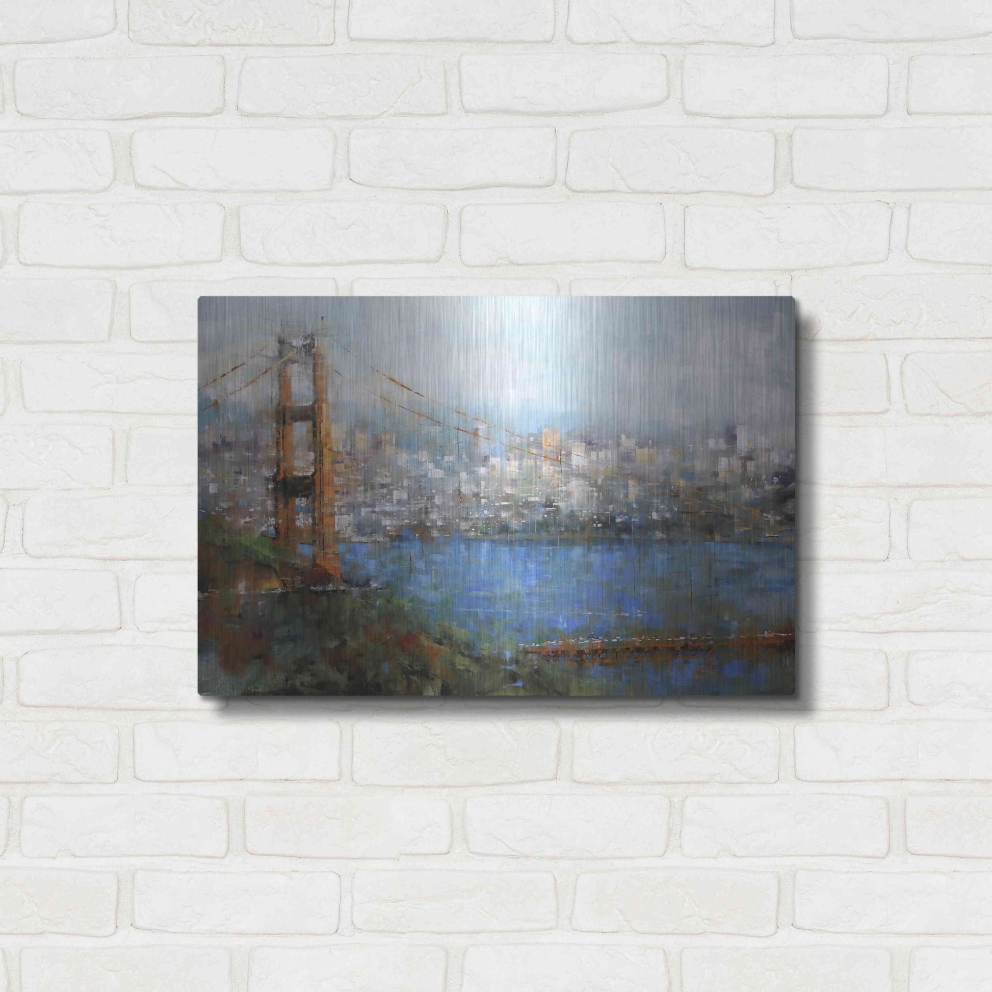 Luxe Metal Art 'Golden Gate Vista' by Mark Lague, Metal Wall Art,24x16