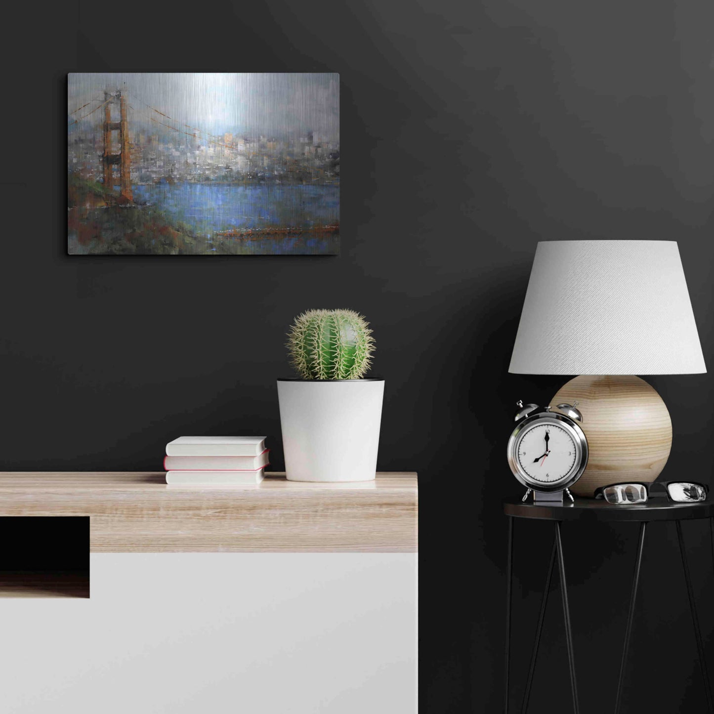 Luxe Metal Art 'Golden Gate Vista' by Mark Lague, Metal Wall Art,24x16