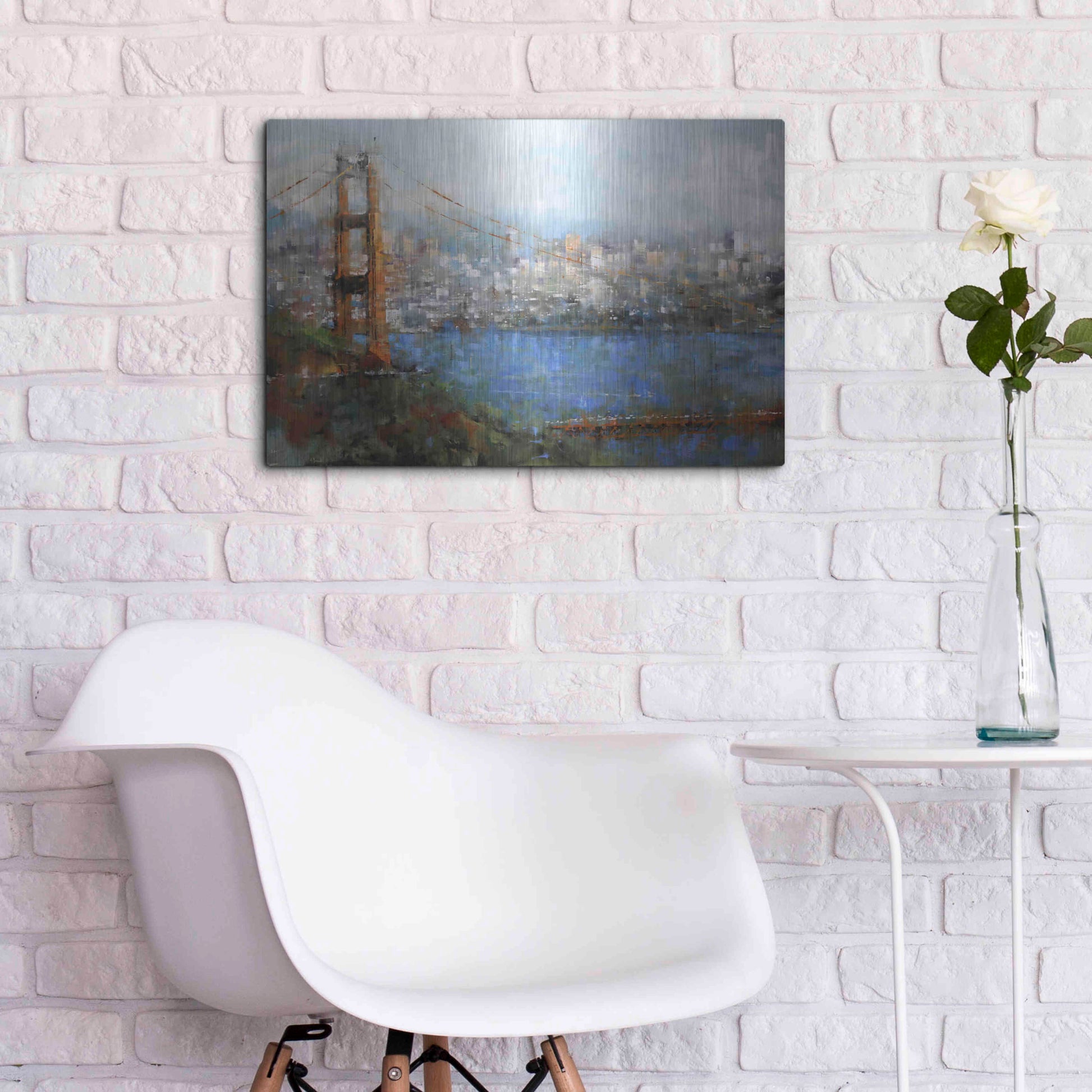 Luxe Metal Art 'Golden Gate Vista' by Mark Lague, Metal Wall Art,24x16