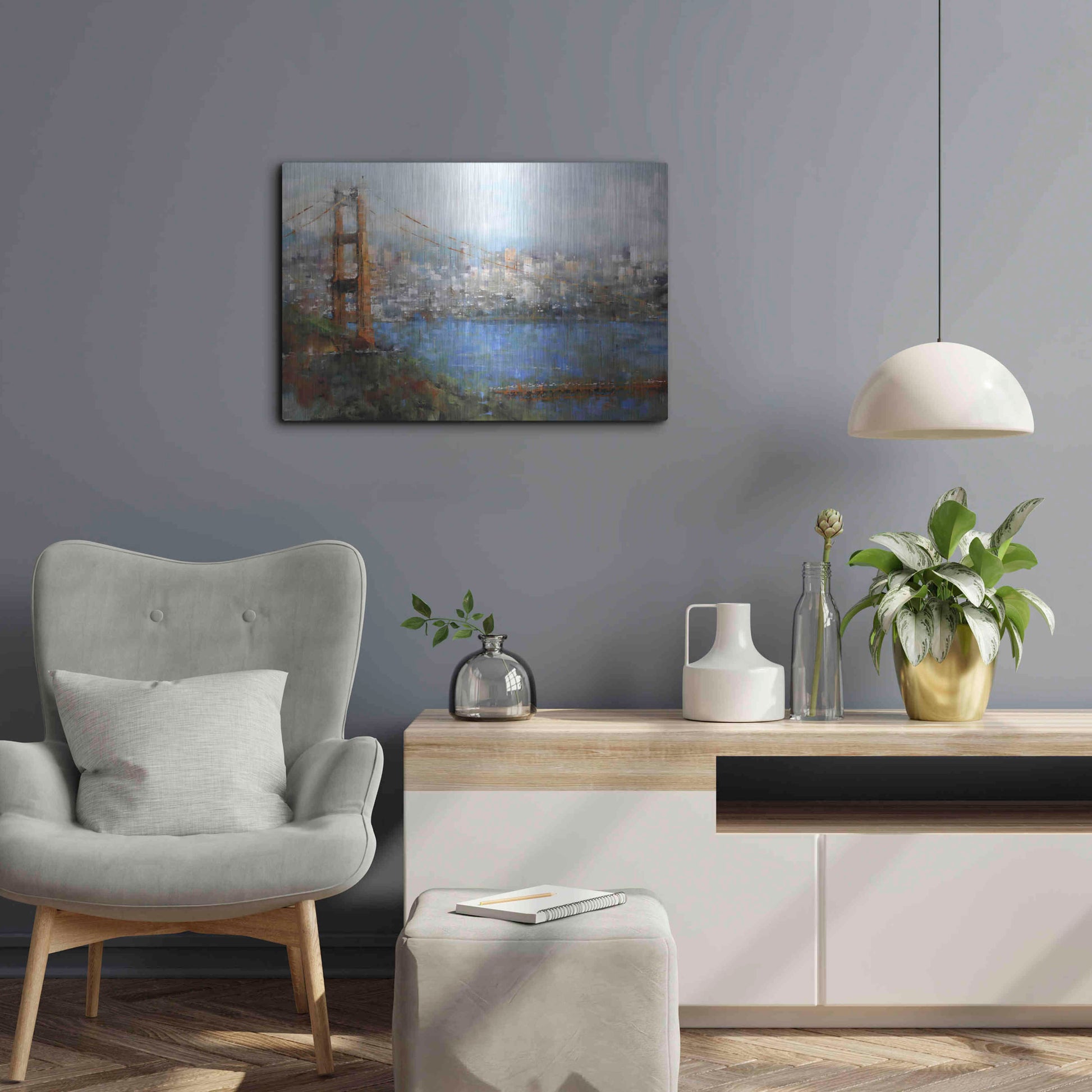 Luxe Metal Art 'Golden Gate Vista' by Mark Lague, Metal Wall Art,24x16