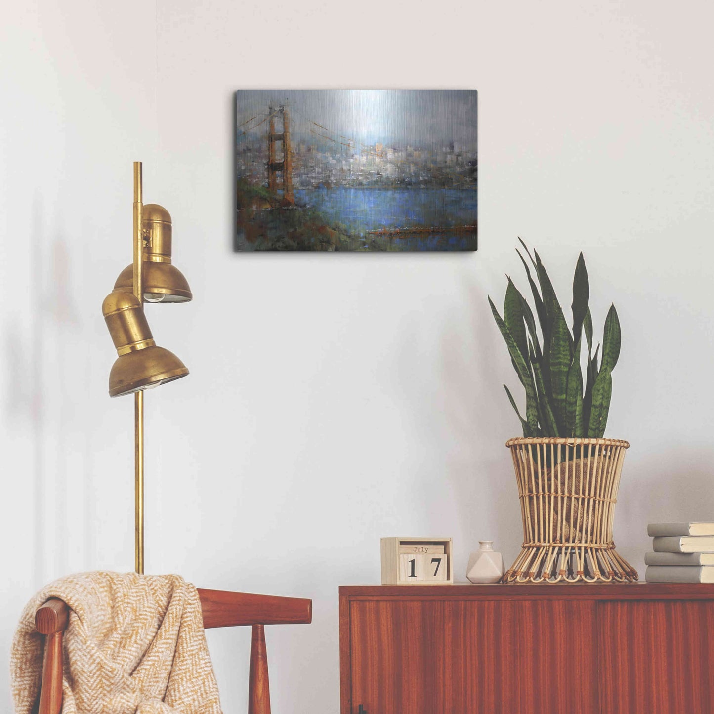 Luxe Metal Art 'Golden Gate Vista' by Mark Lague, Metal Wall Art,24x16