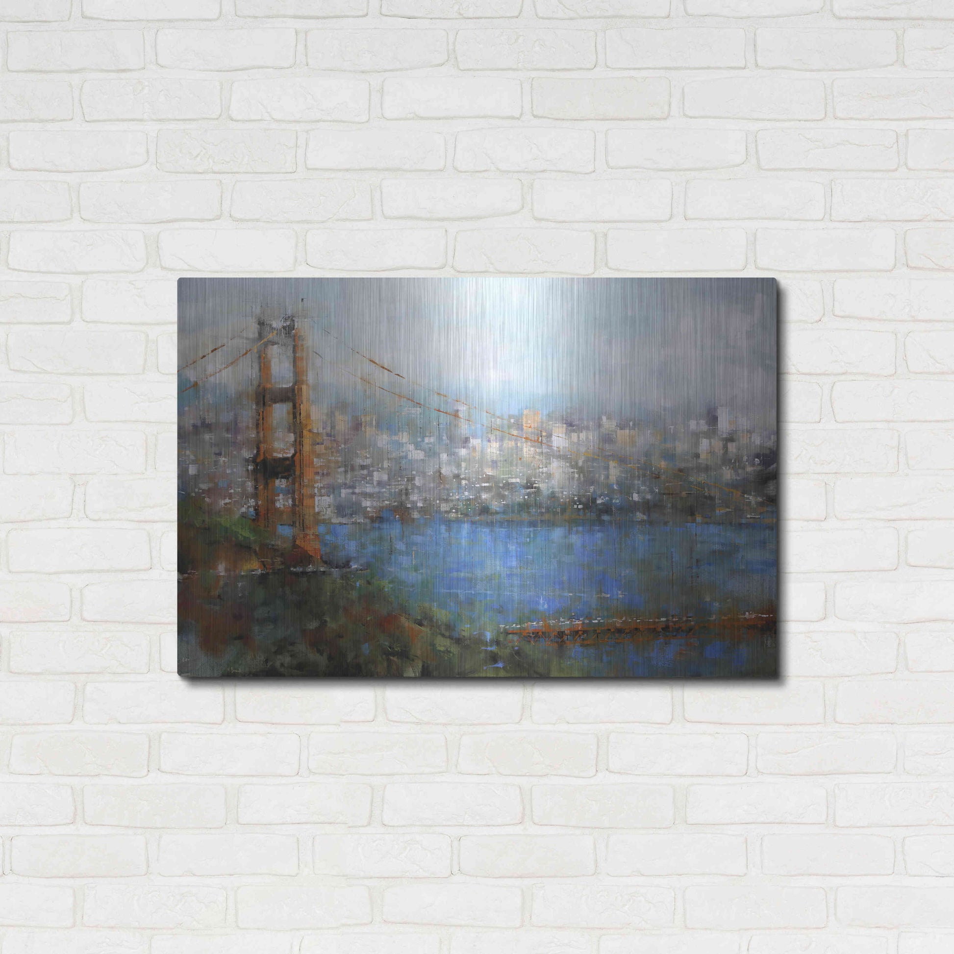 Luxe Metal Art 'Golden Gate Vista' by Mark Lague, Metal Wall Art,36x24