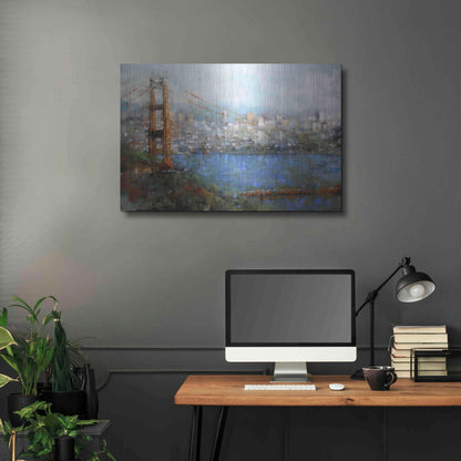 Luxe Metal Art 'Golden Gate Vista' by Mark Lague, Metal Wall Art,36x24