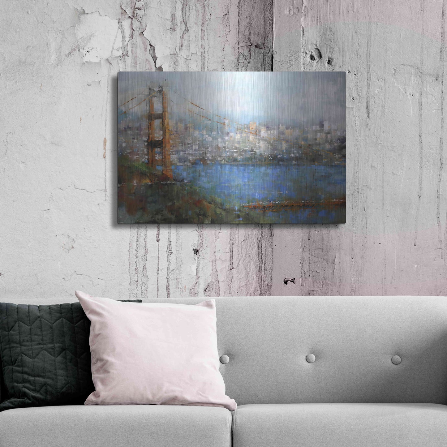 Luxe Metal Art 'Golden Gate Vista' by Mark Lague, Metal Wall Art,36x24